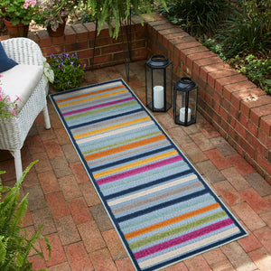 Blue 2' x 8' Aruba Outdoor Runner Area Rug Weather Resistant for Patio, Deck, Terrace, Balcony, Porch for Sale at Rug Engine