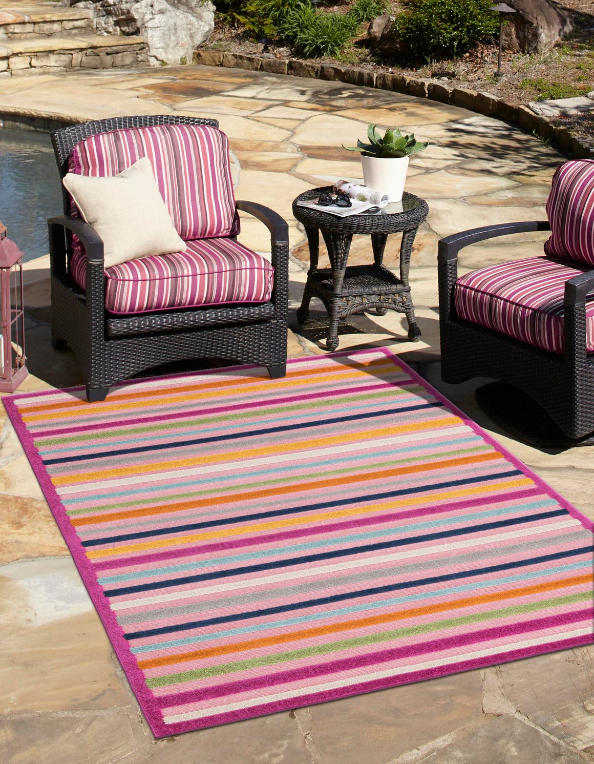 Pink 2' x 3' Aruba Outdoor Rectangle Area Rug Weather Resistant for Patio, Deck, Terrace, Balcony, Porch for Sale at Rug Engine