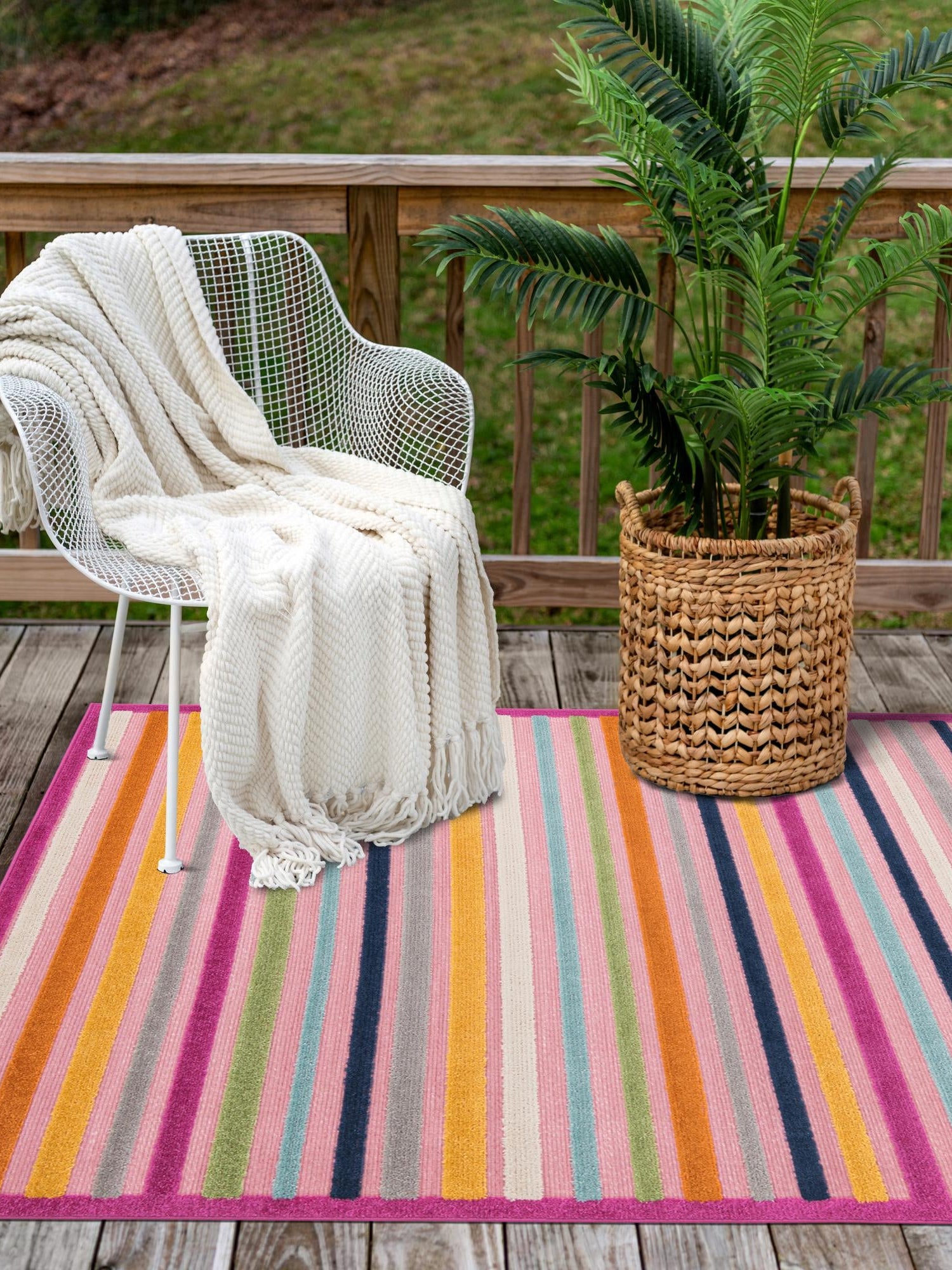 Pink 2' x 3' Aruba Outdoor Rectangle Area Rug Weather Resistant for Patio, Deck, Terrace, Balcony, Porch for Sale at Rug Engine