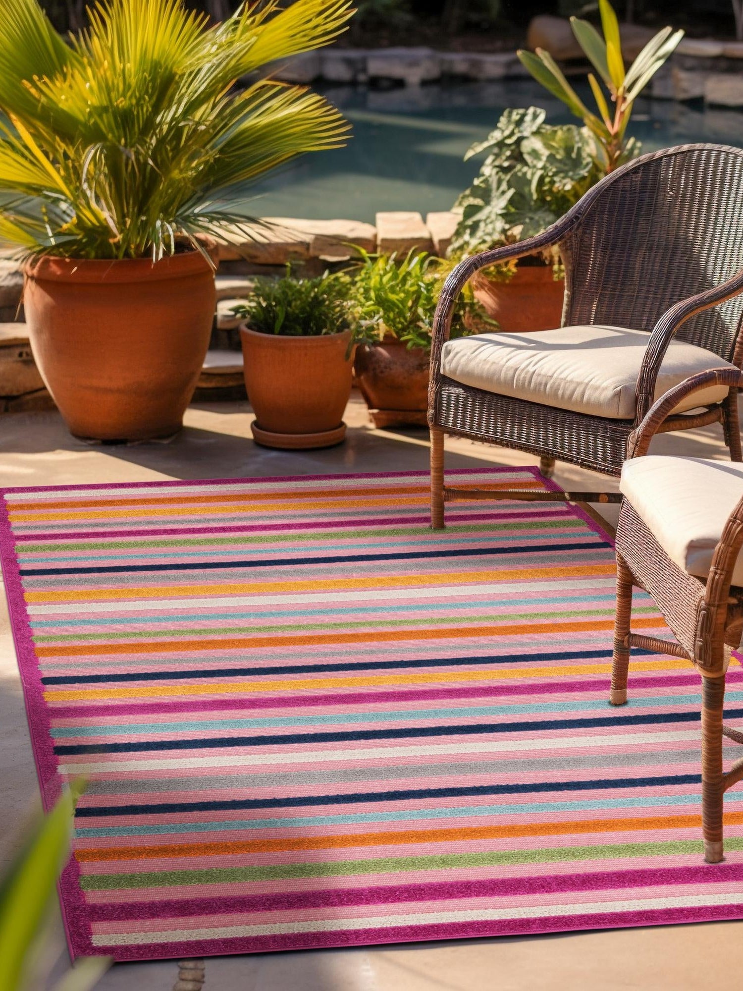 Pink 2' x 3' Aruba Outdoor Rectangle Area Rug Weather Resistant for Patio, Deck, Terrace, Balcony, Porch for Sale at Rug Engine