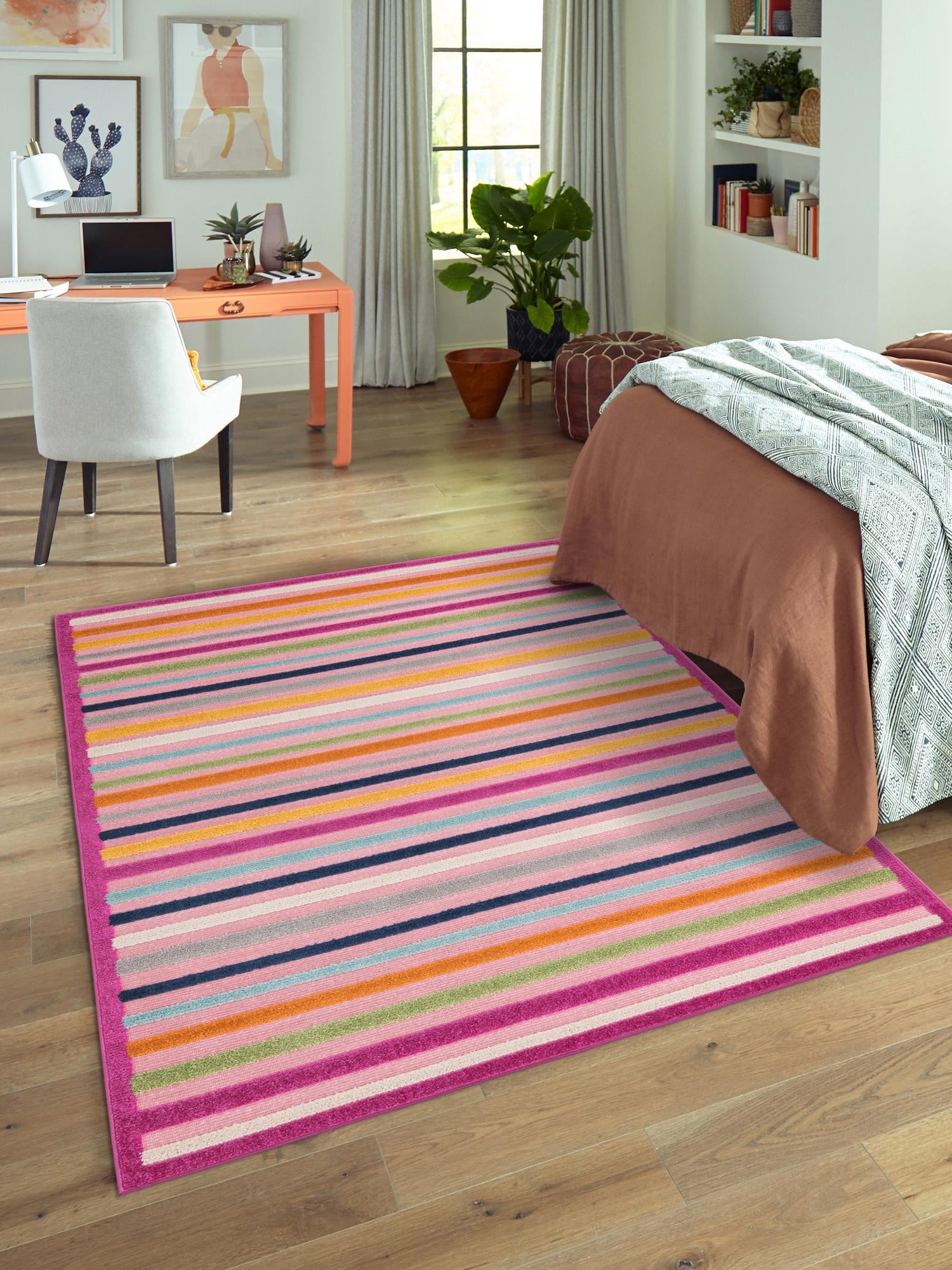 Pink 2' x 3' Aruba Outdoor Rectangle Area Rug Weather Resistant for Patio, Deck, Terrace, Balcony, Porch for Sale at Rug Engine