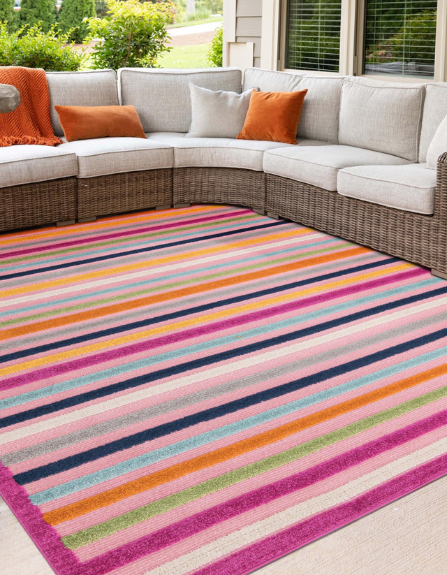 Pink 7' 10 x 7' 10 Aruba Outdoor Square Area Rug Weather Resistant for Patio, Deck, Terrace, Balcony, Porch for Sale at Rug Engine