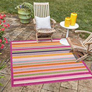 Pink 5' 3 x 5' 3 Aruba Outdoor Square Area Rug Weather Resistant for Patio, Deck, Terrace, Balcony, Porch for Sale at Rug Engine