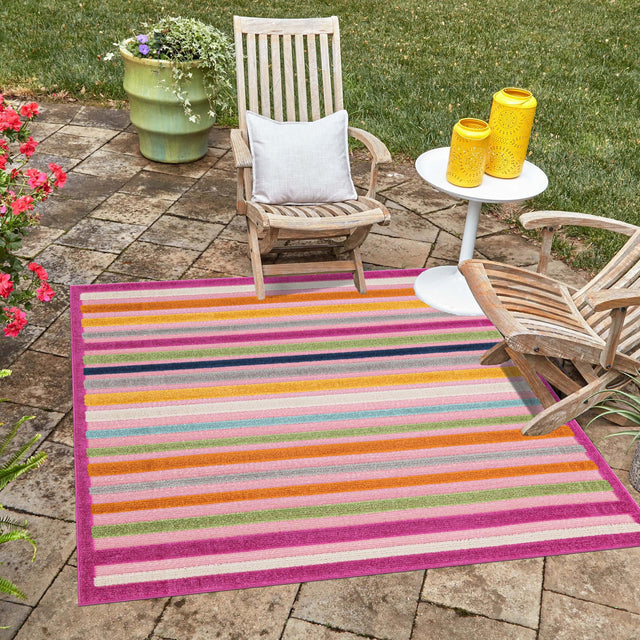 Pink 5' 3 x 5' 3 Aruba Outdoor Square Area Rug Weather Resistant for Patio, Deck, Terrace, Balcony, Porch for Sale at Rug Engine