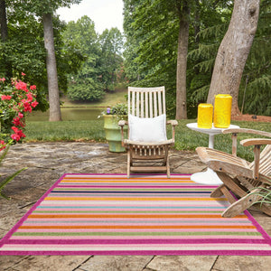 Pink 5' 3 x 5' 3 Aruba Outdoor Square Area Rug Weather Resistant for Patio, Deck, Terrace, Balcony, Porch for Sale at Rug Engine