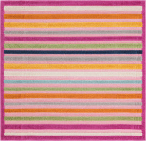 Pink 5' 3 x 5' 3 Aruba Outdoor Square Area Rug Weather Resistant for Patio, Deck, Terrace, Balcony, Porch for Sale at Rug Engine