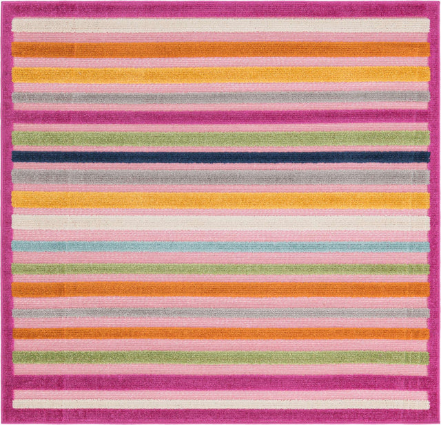 Pink 5' 3 x 5' 3 Aruba Outdoor Square Area Rug Weather Resistant for Patio, Deck, Terrace, Balcony, Porch for Sale at Rug Engine
