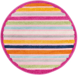 Pink 3' 3 x 3' 3 Aruba Outdoor Round Area Rug Weather Resistant for Patio, Deck, Terrace, Balcony, Porch for Sale at Rug Engine