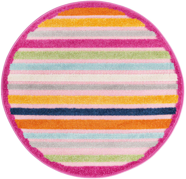 Pink 3' 3 x 3' 3 Aruba Outdoor Round Area Rug Weather Resistant for Patio, Deck, Terrace, Balcony, Porch for Sale at Rug Engine