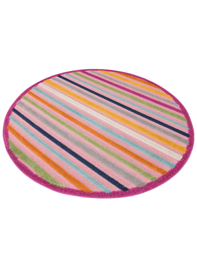 Pink 5' 3 x 5' 3 Aruba Outdoor Round Area Rug Weather Resistant for Patio, Deck, Terrace, Balcony, Porch for Sale at Rug Engine