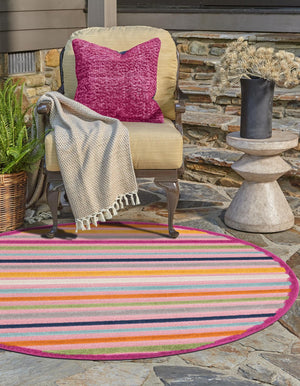 Pink 3' 3 x 3' 3 Aruba Outdoor Round Area Rug Weather Resistant for Patio, Deck, Terrace, Balcony, Porch for Sale at Rug Engine