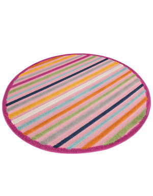 Pink 5' 3 x 5' 3 Aruba Outdoor Round Area Rug Weather Resistant for Patio, Deck, Terrace, Balcony, Porch for Sale at Rug Engine