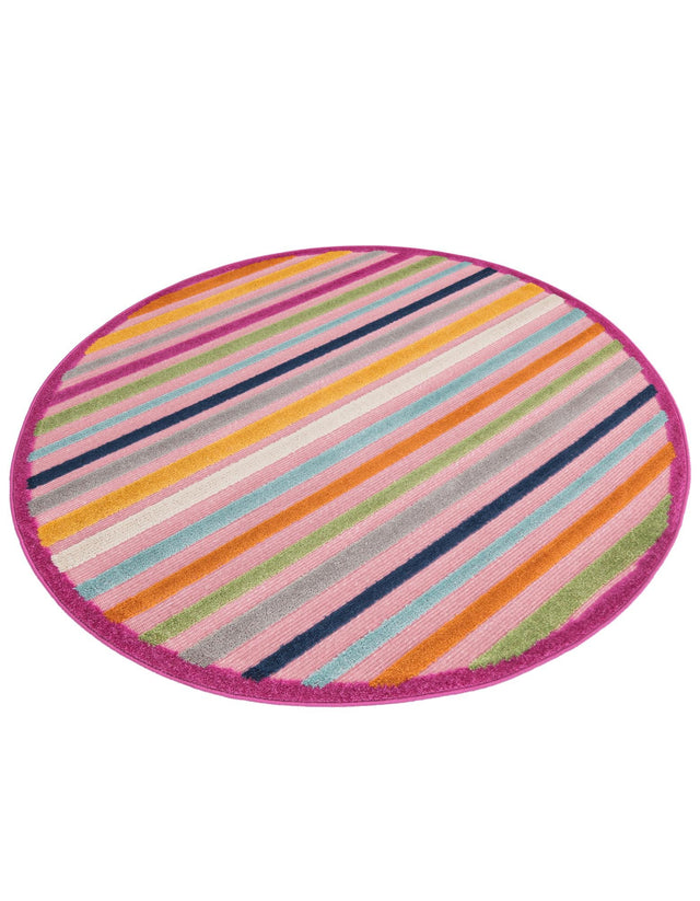 Pink 5' 3 x 5' 3 Aruba Outdoor Round Area Rug Weather Resistant for Patio, Deck, Terrace, Balcony, Porch for Sale at Rug Engine