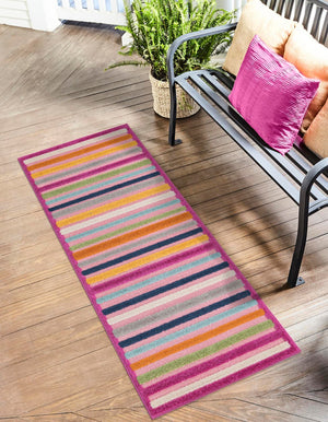 Pink 2' x 10' Aruba Outdoor Runner Area Rug Weather Resistant for Patio, Deck, Terrace, Balcony, Porch for Sale at Rug Engine