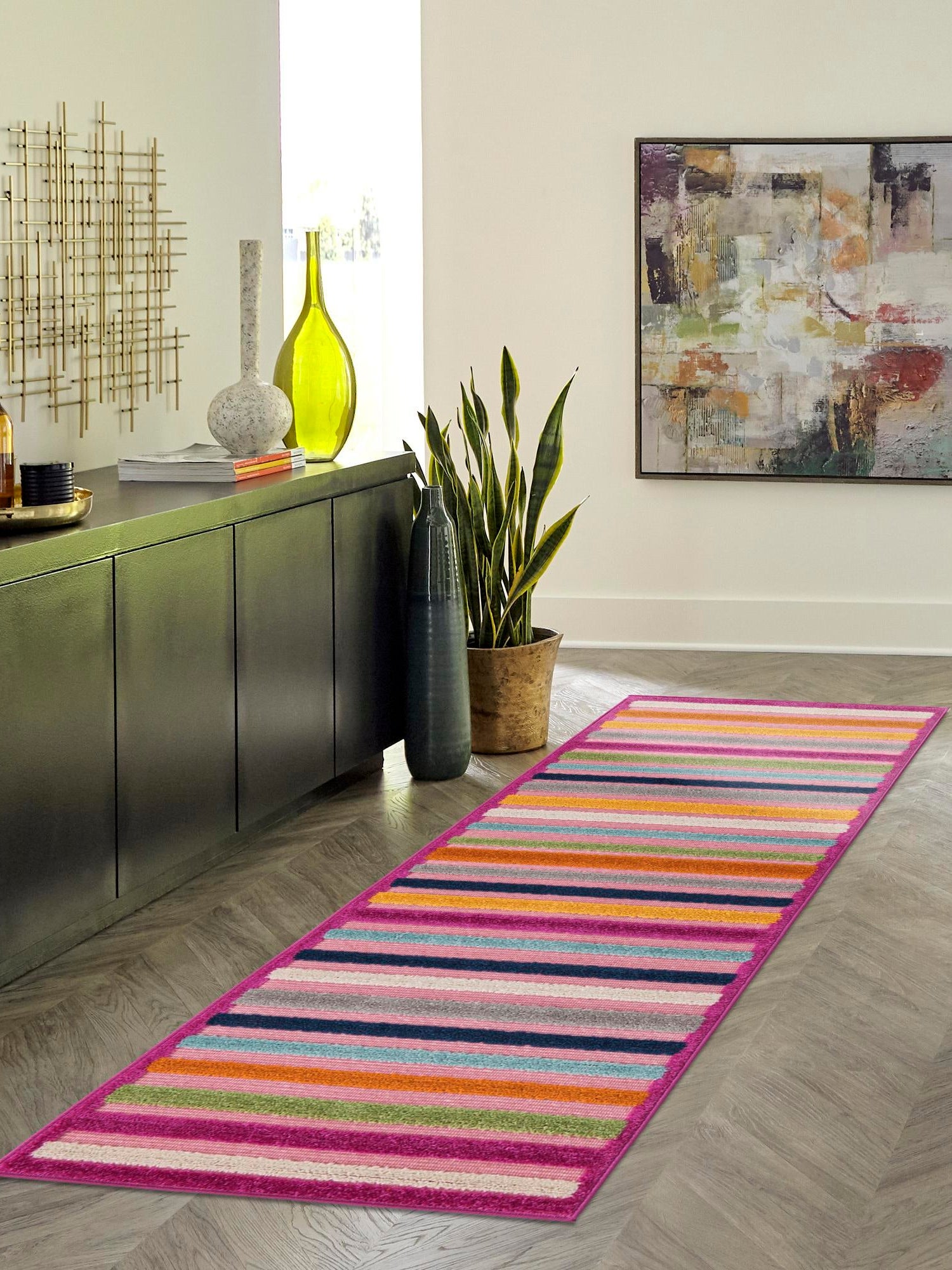 Pink 2' x 6' Aruba Outdoor Runner Area Rug Weather Resistant for Patio, Deck, Terrace, Balcony, Porch for Sale at Rug Engine