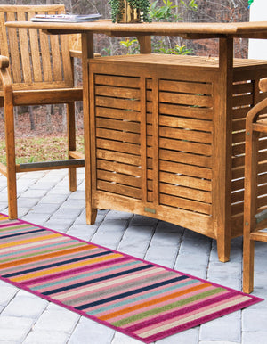 Pink 2' x 10' Aruba Outdoor Runner Area Rug Weather Resistant for Patio, Deck, Terrace, Balcony, Porch for Sale at Rug Engine
