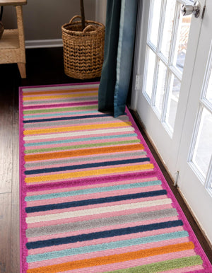 Pink 2' x 8' Aruba Outdoor Runner Area Rug Weather Resistant for Patio, Deck, Terrace, Balcony, Porch for Sale at Rug Engine