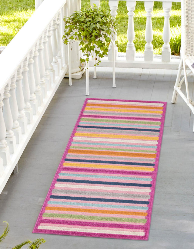 Pink 2' x 8' Aruba Outdoor Runner Area Rug Weather Resistant for Patio, Deck, Terrace, Balcony, Porch for Sale at Rug Engine