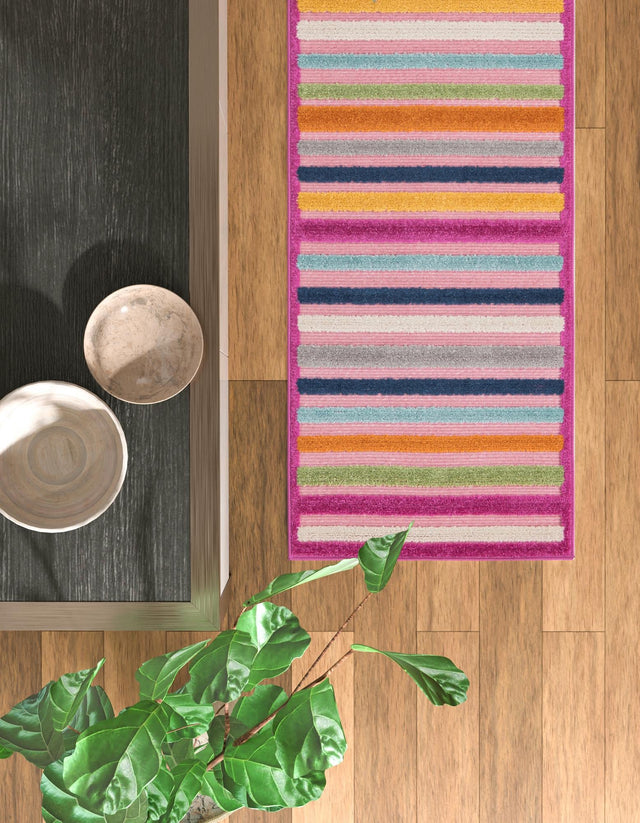 Pink 2' x 8' Aruba Outdoor Runner Area Rug Weather Resistant for Patio, Deck, Terrace, Balcony, Porch for Sale at Rug Engine