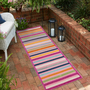 Pink 2' x 10' Aruba Outdoor Runner Area Rug Weather Resistant for Patio, Deck, Terrace, Balcony, Porch for Sale at Rug Engine