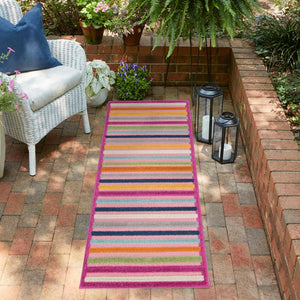 Pink 2' x 8' Aruba Outdoor Runner Area Rug Weather Resistant for Patio, Deck, Terrace, Balcony, Porch for Sale at Rug Engine