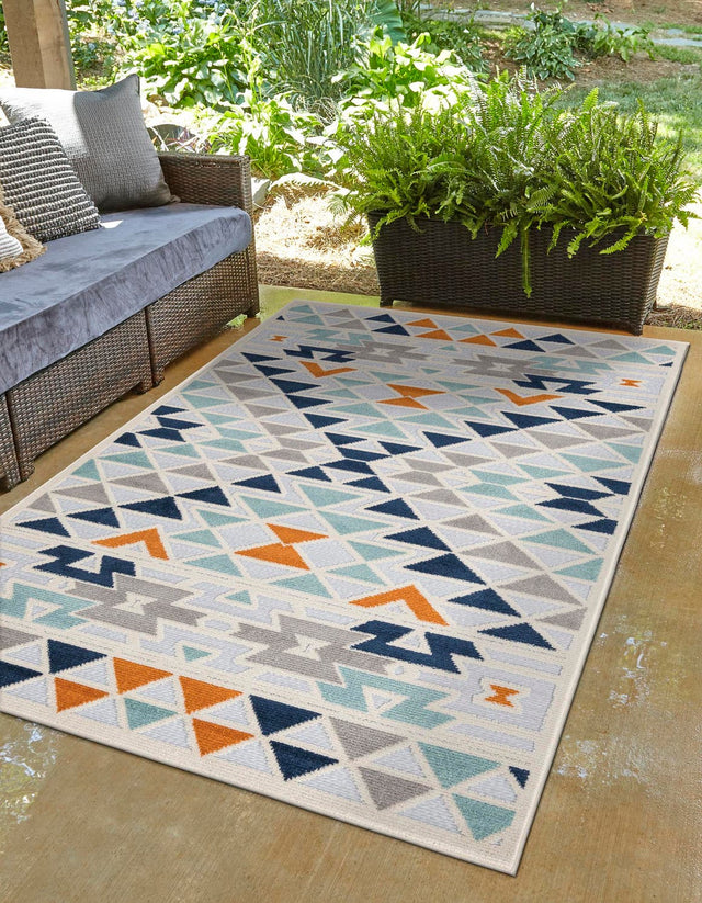 Gray 5' 3 x 8' Aruba Outdoor Rectangle Area Rug Weather Resistant for Patio, Deck, Terrace, Balcony, Porch for Sale at Rug Engine