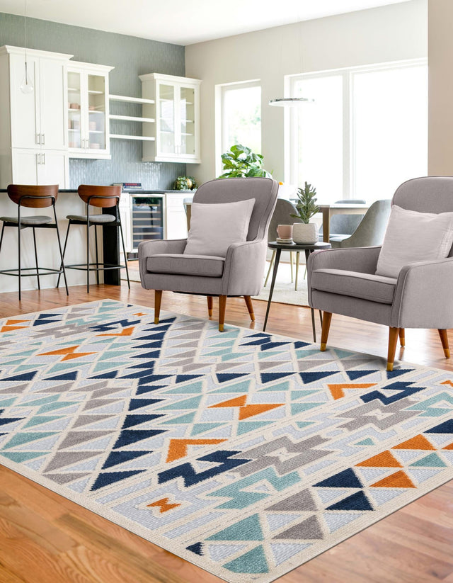 Gray 7' x 10' Aruba Outdoor Rectangle Area Rug Weather Resistant for Patio, Deck, Terrace, Balcony, Porch for Sale at Rug Engine
