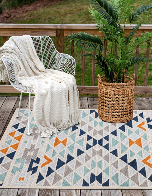 Gray 6' x 9' Aruba Outdoor Rectangle Area Rug Weather Resistant for Patio, Deck, Terrace, Balcony, Porch for Sale at Rug Engine