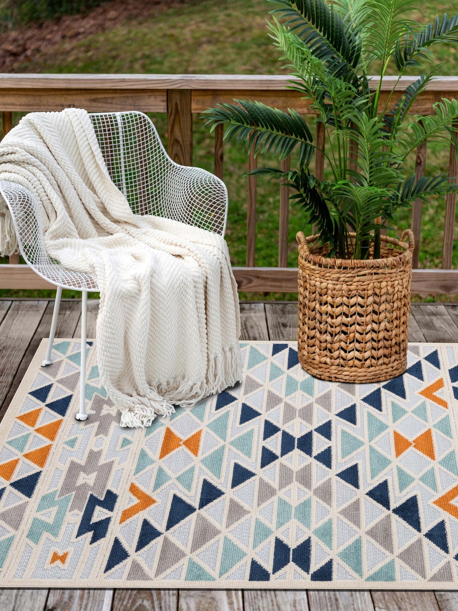 Gray 5' 3 x 8' Aruba Outdoor Rectangle Area Rug Weather Resistant for Patio, Deck, Terrace, Balcony, Porch for Sale at Rug Engine