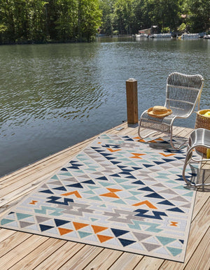 Gray 4' x 6' Aruba Outdoor Rectangle Area Rug Weather Resistant for Patio, Deck, Terrace, Balcony, Porch for Sale at Rug Engine