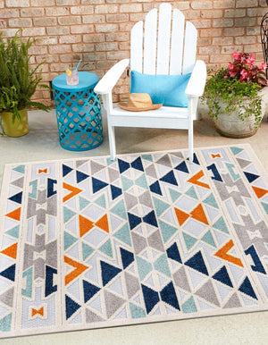 Gray 7' 10 x 7' 10 Aruba Outdoor Square Area Rug Weather Resistant for Patio, Deck, Terrace, Balcony, Porch for Sale at Rug Engine