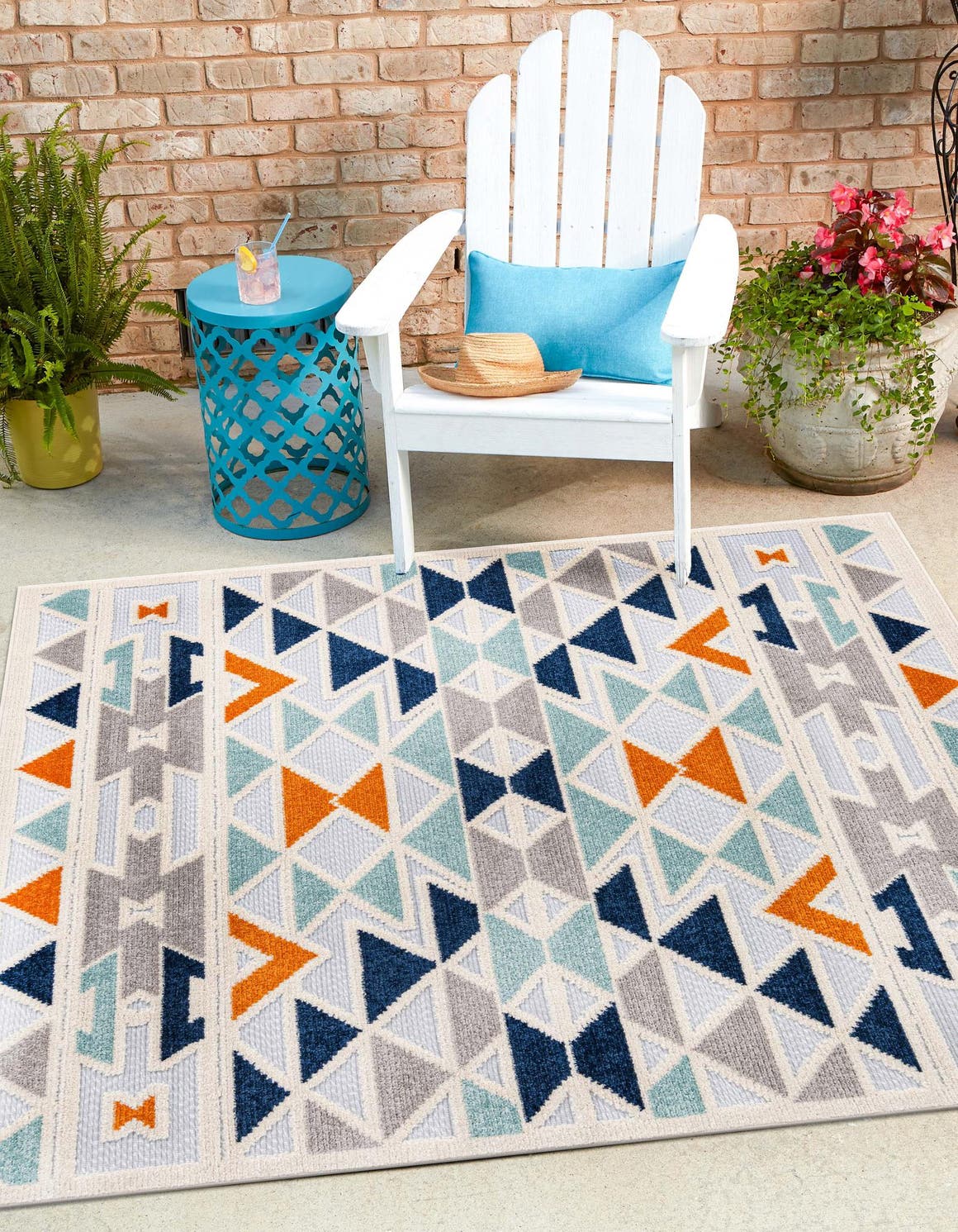 Gray 5' 3 x 5' 3 Aruba Outdoor Square Area Rug Weather Resistant for Patio, Deck, Terrace, Balcony, Porch for Sale at Rug Engine