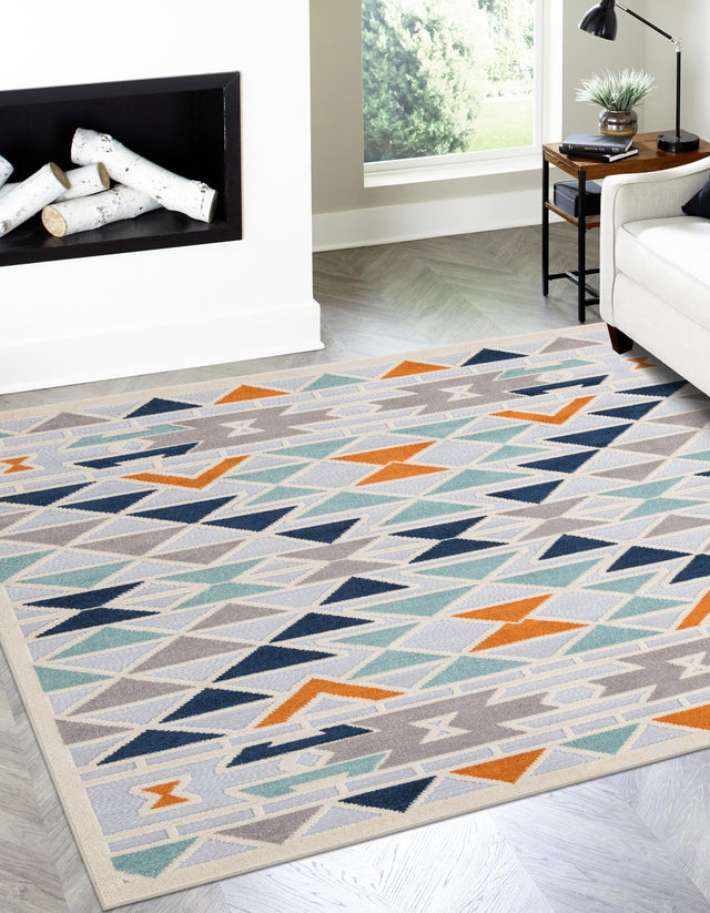Gray 5' 3 x 5' 3 Aruba Outdoor Square Area Rug Weather Resistant for Patio, Deck, Terrace, Balcony, Porch for Sale at Rug Engine