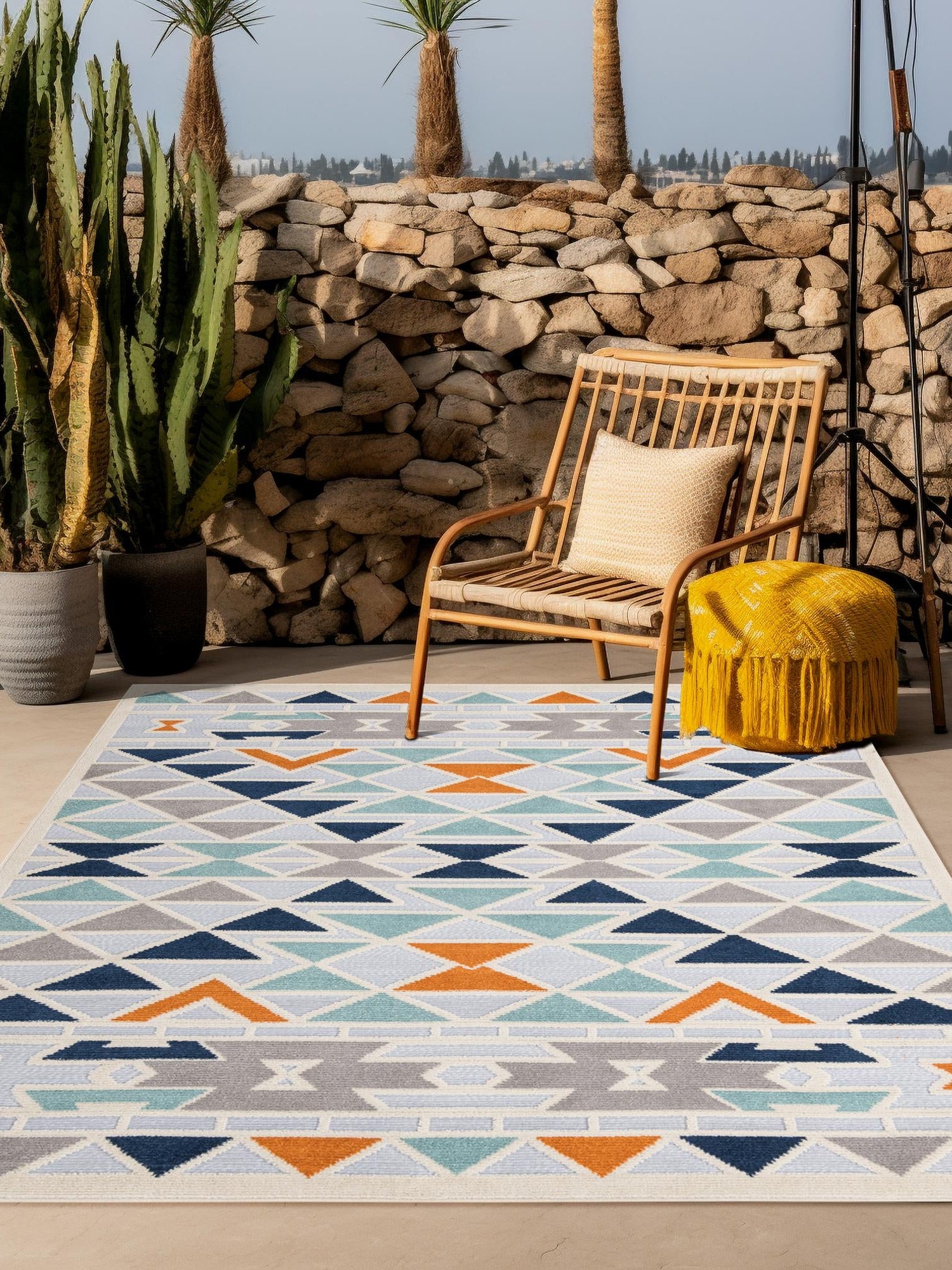 Gray 5' 3 x 5' 3 Aruba Outdoor Square Area Rug Weather Resistant for Patio, Deck, Terrace, Balcony, Porch for Sale at Rug Engine