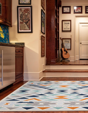 Gray 5' 3 x 5' 3 Aruba Outdoor Square Area Rug Weather Resistant for Patio, Deck, Terrace, Balcony, Porch for Sale at Rug Engine