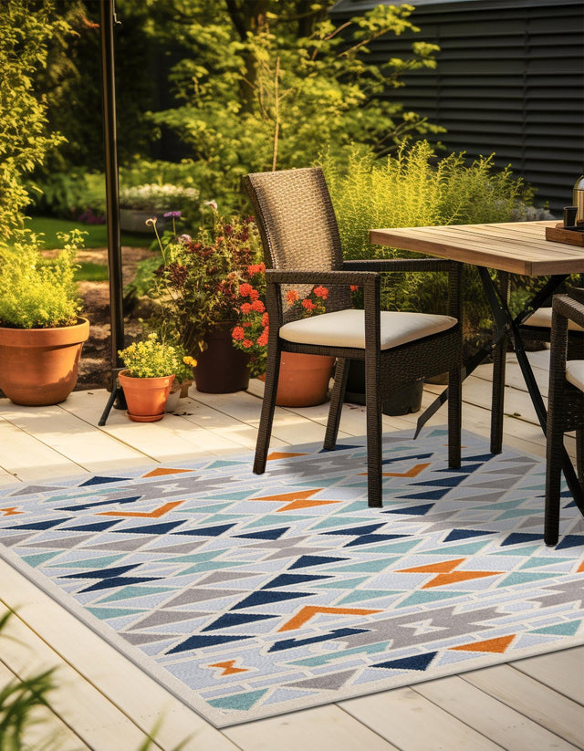 Gray 5' 3 x 5' 3 Aruba Outdoor Square Area Rug Weather Resistant for Patio, Deck, Terrace, Balcony, Porch for Sale at Rug Engine