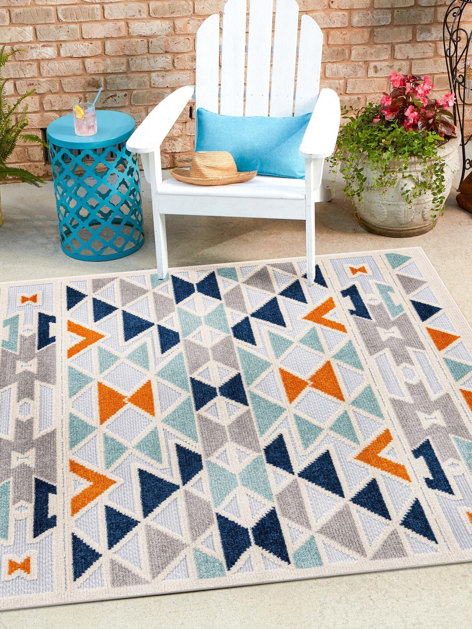 Gray 5' 3 x 5' 3 Aruba Outdoor Square Area Rug Weather Resistant for Patio, Deck, Terrace, Balcony, Porch for Sale at Rug Engine
