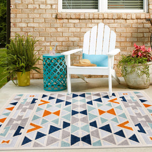 Gray 7' 10 x 7' 10 Aruba Outdoor Square Area Rug Weather Resistant for Patio, Deck, Terrace, Balcony, Porch for Sale at Rug Engine