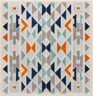 Gray 5' 3 x 5' 3 Aruba Outdoor Square Area Rug Weather Resistant for Patio, Deck, Terrace, Balcony, Porch for Sale at Rug Engine