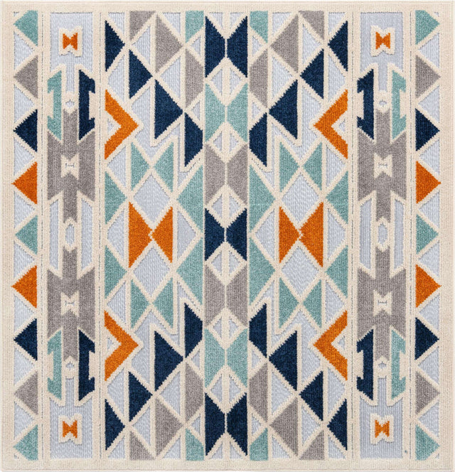 Gray 5' 3 x 5' 3 Aruba Outdoor Square Area Rug Weather Resistant for Patio, Deck, Terrace, Balcony, Porch for Sale at Rug Engine