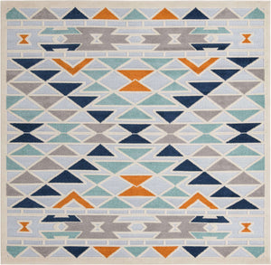 Gray 7' 10 x 7' 10 Aruba Outdoor Square Area Rug Weather Resistant for Patio, Deck, Terrace, Balcony, Porch for Sale at Rug Engine