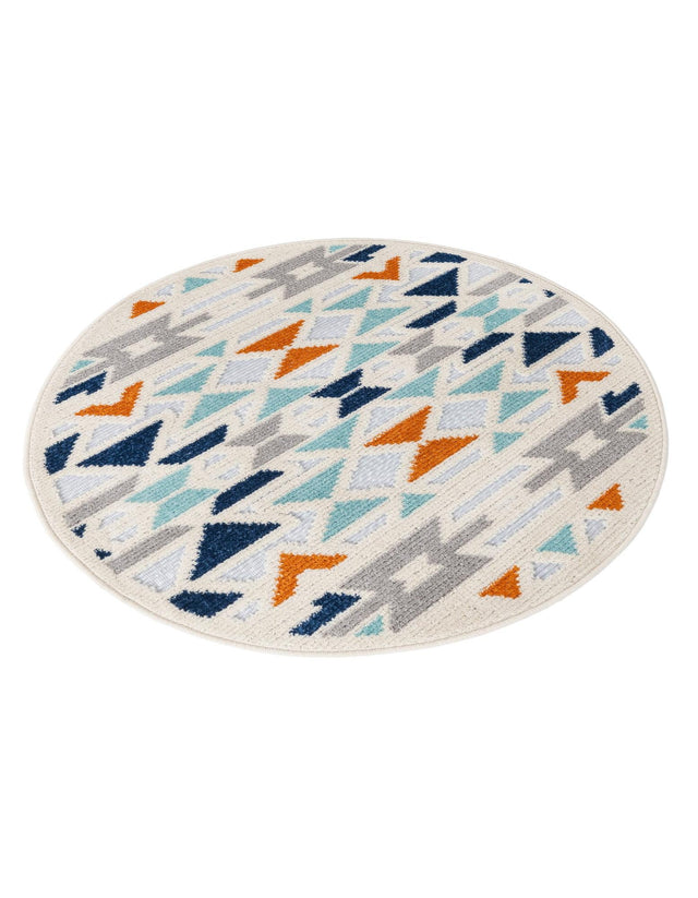 Gray 3' 3 x 3' 3 Aruba Outdoor Round Area Rug Weather Resistant for Patio, Deck, Terrace, Balcony, Porch for Sale at Rug Engine