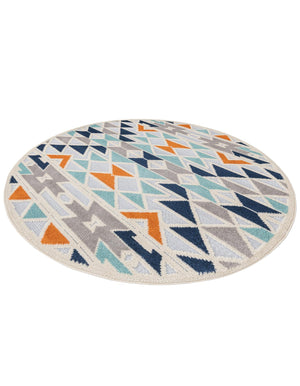Gray 5' 3 x 5' 3 Aruba Outdoor Round Area Rug Weather Resistant for Patio, Deck, Terrace, Balcony, Porch for Sale at Rug Engine