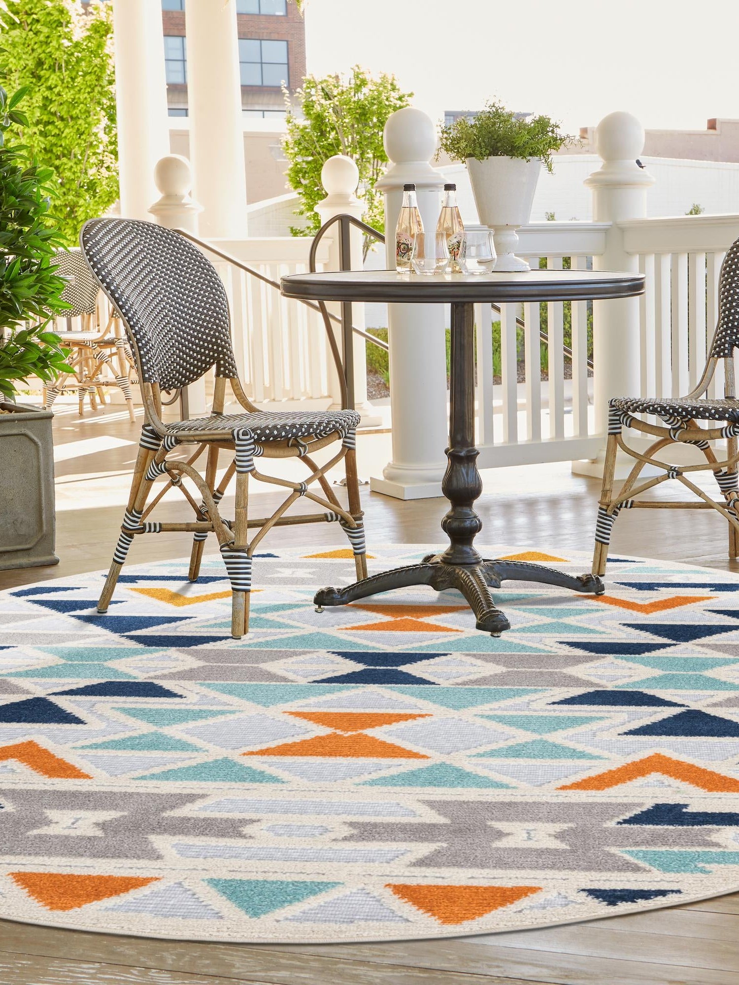 Gray 3' 3 x 3' 3 Aruba Outdoor Round Area Rug Weather Resistant for Patio, Deck, Terrace, Balcony, Porch for Sale at Rug Engine