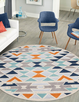 Gray 3' 3 x 3' 3 Aruba Outdoor Round Area Rug Weather Resistant for Patio, Deck, Terrace, Balcony, Porch for Sale at Rug Engine