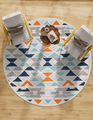 Gray 3' 3 x 3' 3 Aruba Outdoor Round Area Rug Weather Resistant for Patio, Deck, Terrace, Balcony, Porch for Sale at Rug Engine