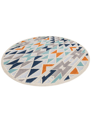 Gray 5' 3 x 5' 3 Aruba Outdoor Round Area Rug Weather Resistant for Patio, Deck, Terrace, Balcony, Porch for Sale at Rug Engine