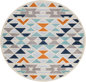 Gray 5' 3 x 5' 3 Aruba Outdoor Round Area Rug Weather Resistant for Patio, Deck, Terrace, Balcony, Porch for Sale at Rug Engine