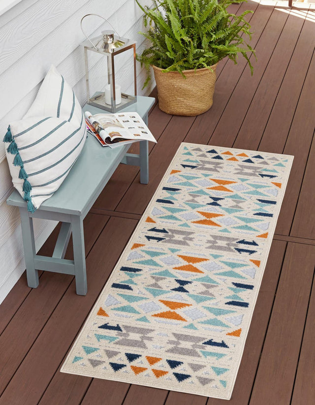 Gray 2' x 8' Aruba Outdoor Runner Area Rug Weather Resistant for Patio, Deck, Terrace, Balcony, Porch for Sale at Rug Engine