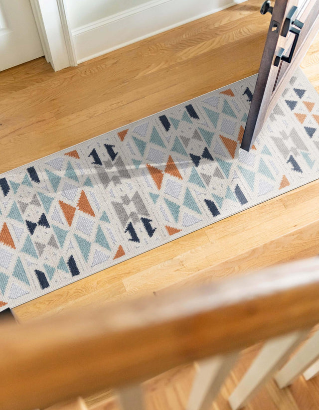Gray 2' x 10' Aruba Outdoor Runner Area Rug Weather Resistant for Patio, Deck, Terrace, Balcony, Porch for Sale at Rug Engine